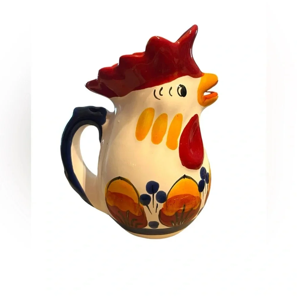 Sicilian Rooster Pitcher Hand Painted Italian Potter